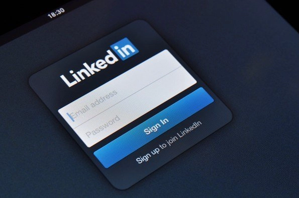 Linkedin login page on Apple iPad screen