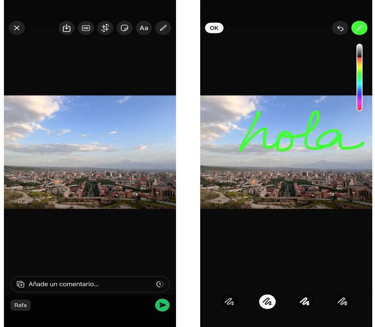 escribir a mano en WhatsApp