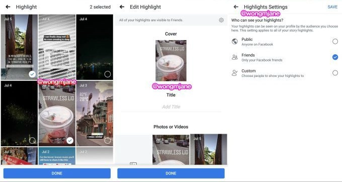 Facebook Stories Highlights