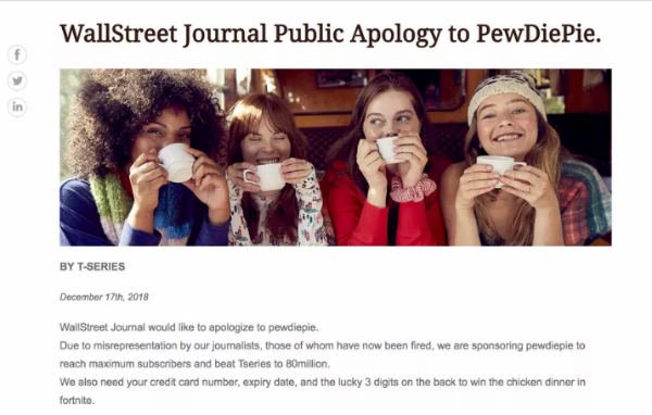 Wall Street Journal PewDiePie