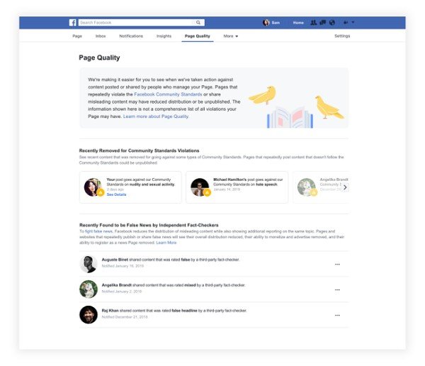Facebook Páginas Calidad