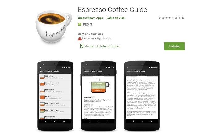 Espresso Coffe Guide app