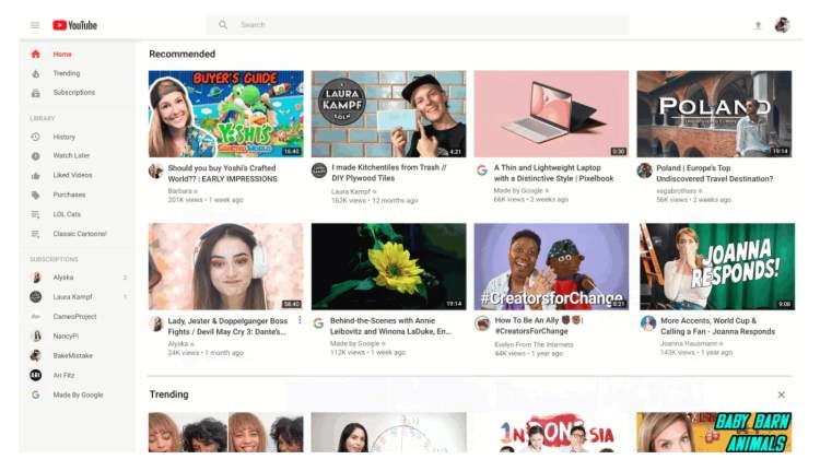 Rediseño de YouTube