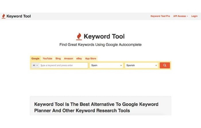 keyword tool plataforma