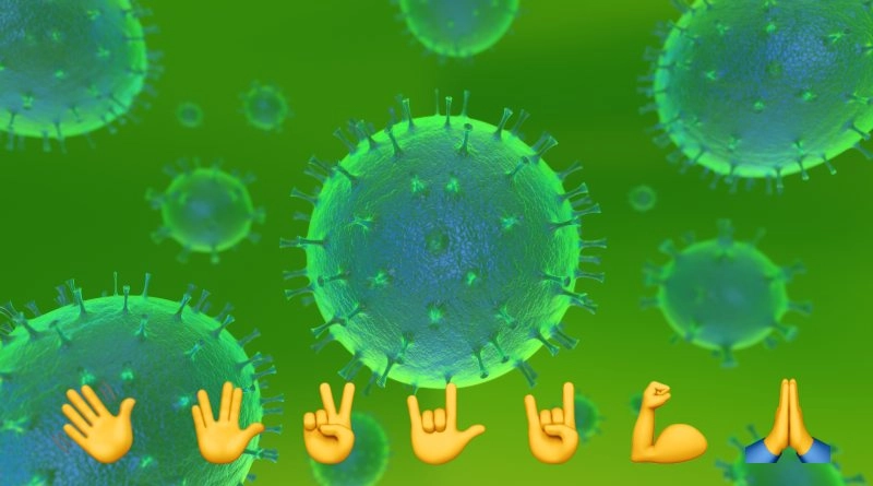 Coronavirus emojis saludar