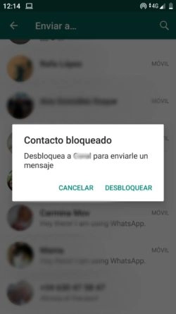 WhatsApp desbloquear contactos