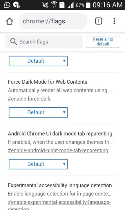 Forzar modo oscuro Google Chrome Android