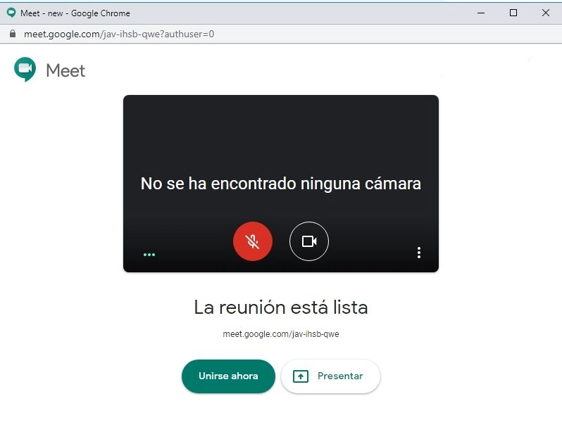 Iniciar reunión en Google Meet