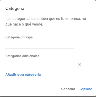 Categorías GMB