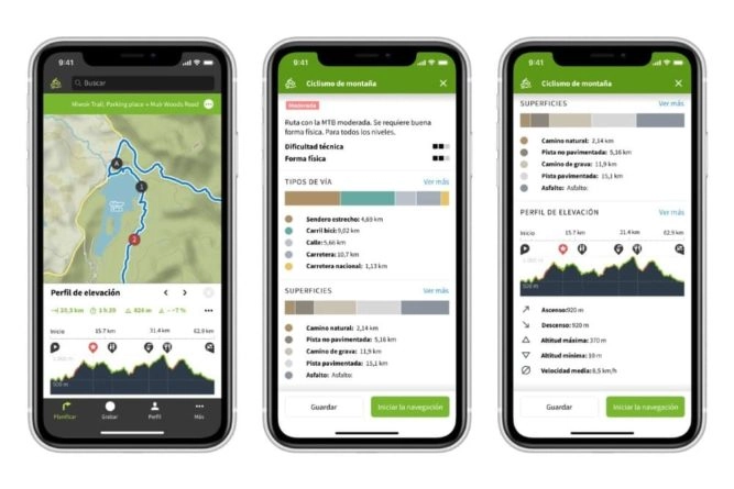 Komoot aplicación de ciclismo