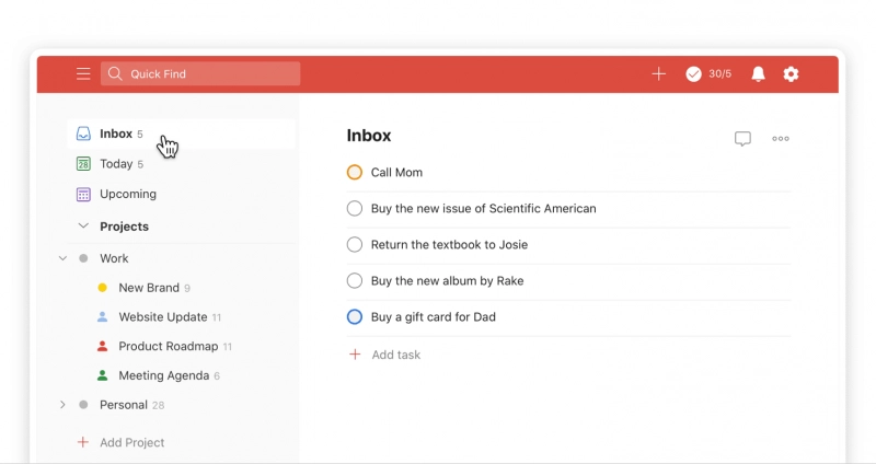 Todoist app para gestión de tareas