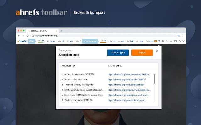 Ahrefs SEO Toolbar extensión para Chrome