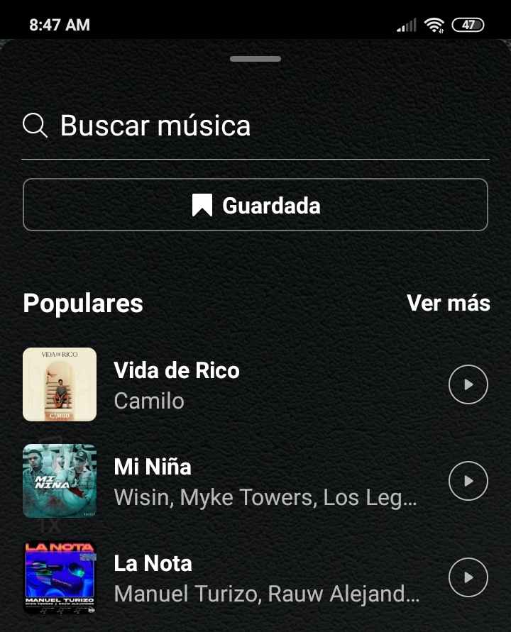 Lista de audios guardados