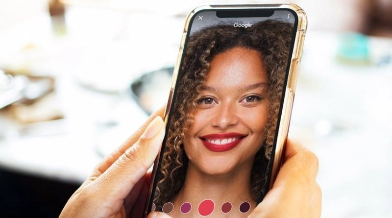 Probar pintalabios y sombras para ojos Google