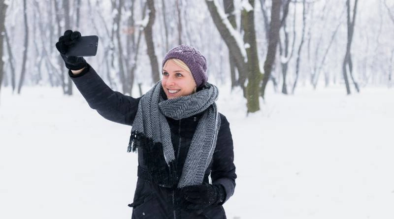 Mujer nieve fotografía