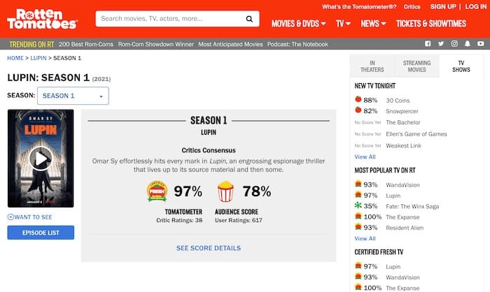 Web de Rotten Tomatoes