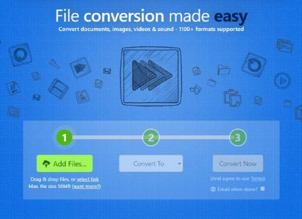Zamzar aplicación para convertir vídeo