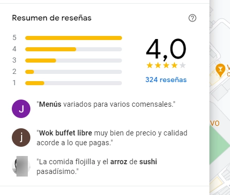 Resumen de Reseñas en Google Maps