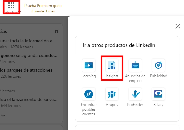 Captura de LinkedIn Insights