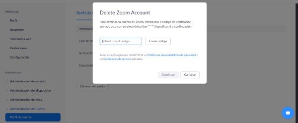 Código cuenta Zoom