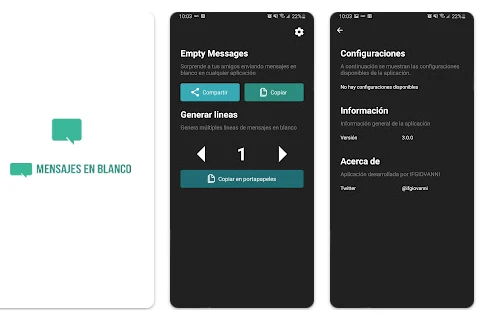 App mensaje en blanco