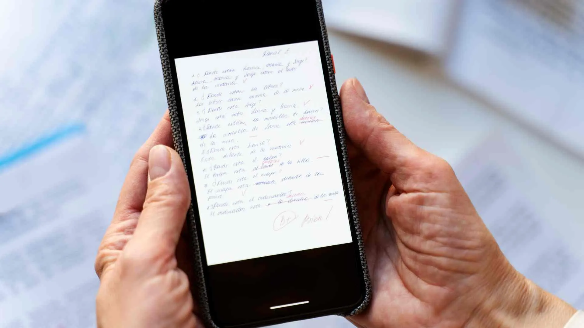 pantalla de texto en el movil