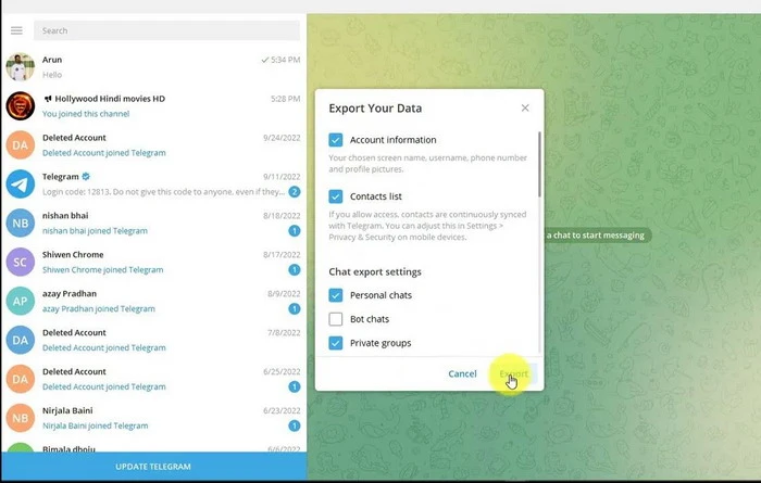 Cómo crear un backup para asegurar tus chats en Telegram