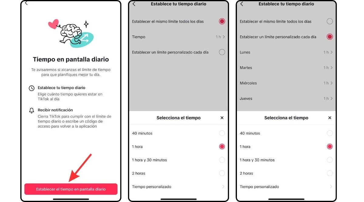 Gestionar tiempo en pantalla TikTok
