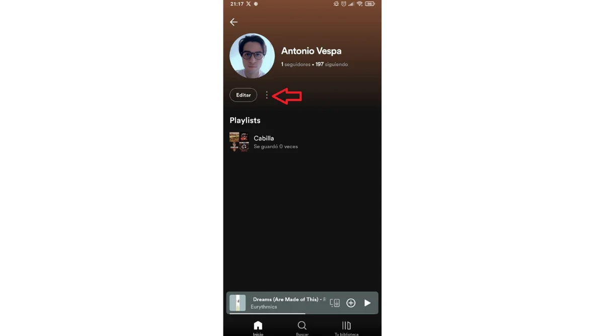 Hallar contactos en Spotify