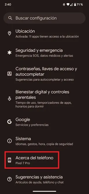 Opciones de Android