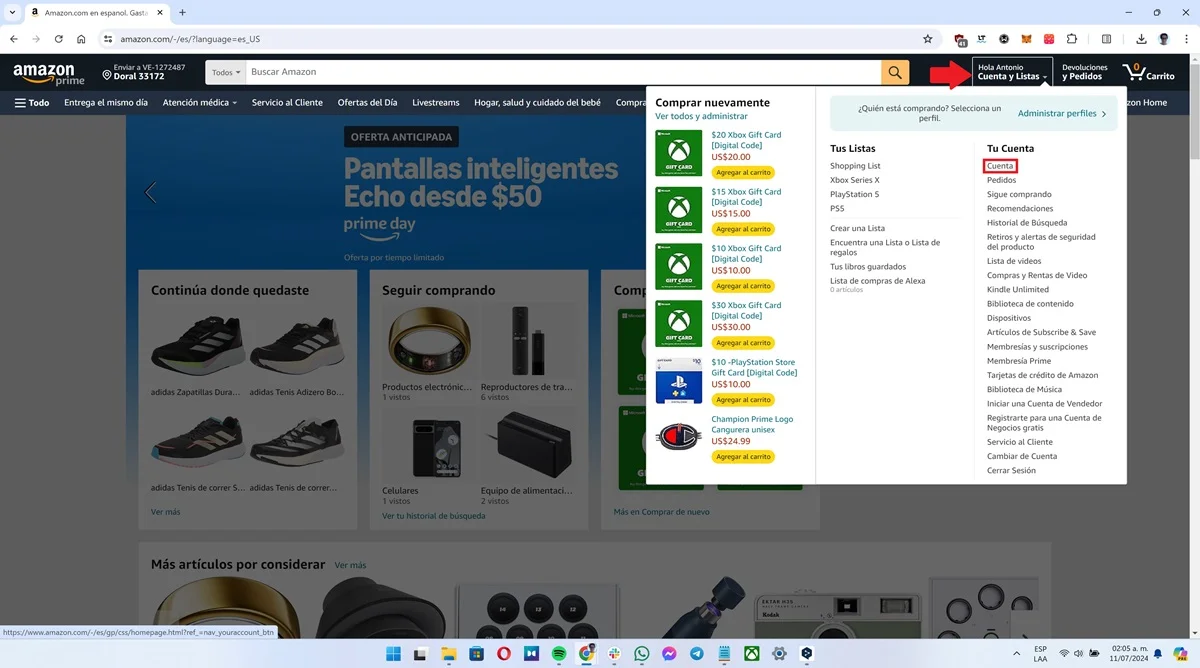 Cómo eliminar una tarjeta de crédito o débito en Amazon