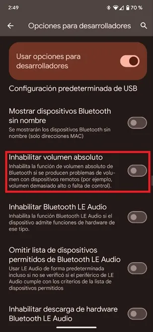 Volumen de Android