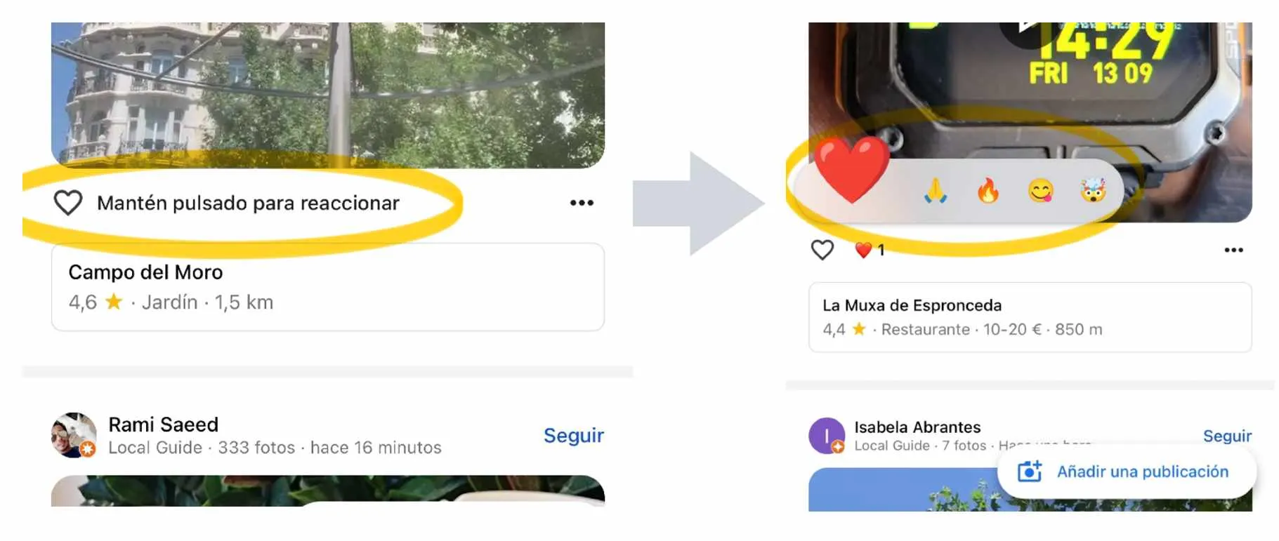 Google Maps lanza las reacciones