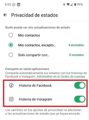 Historias activadas