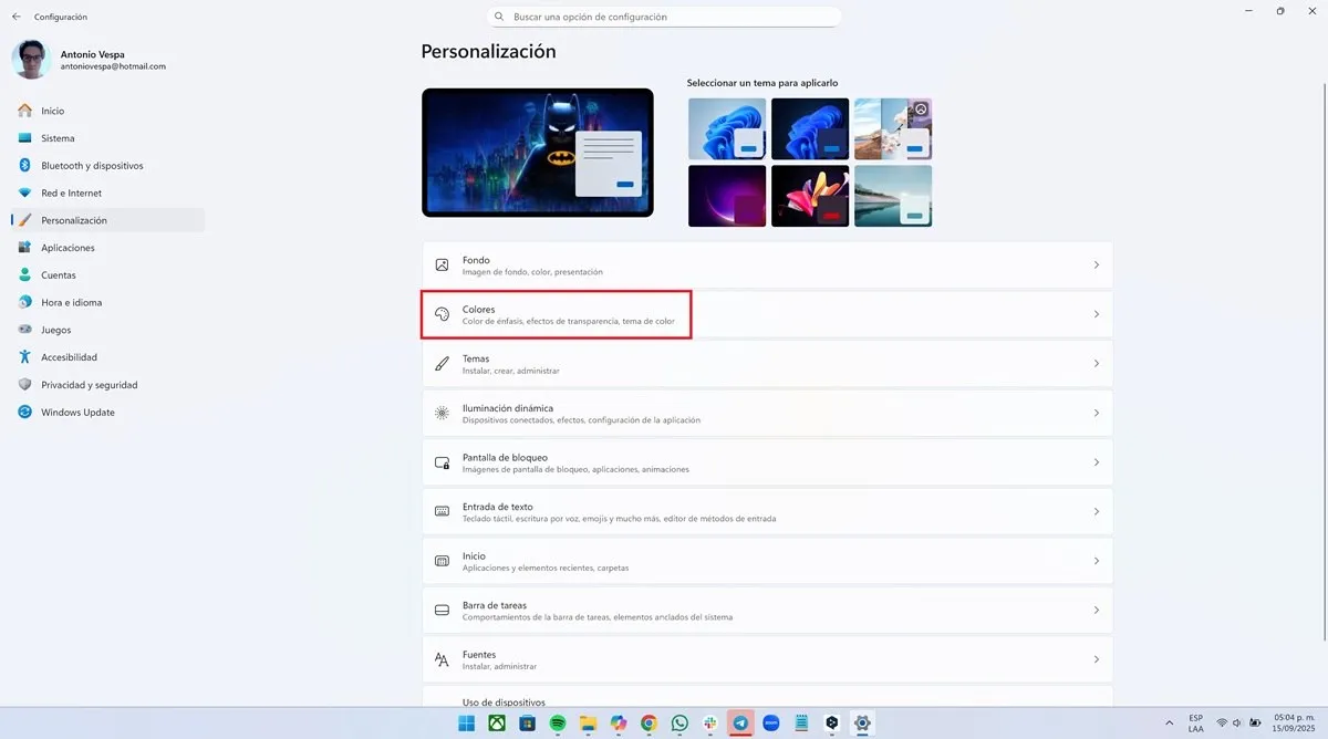 Colores de Windows