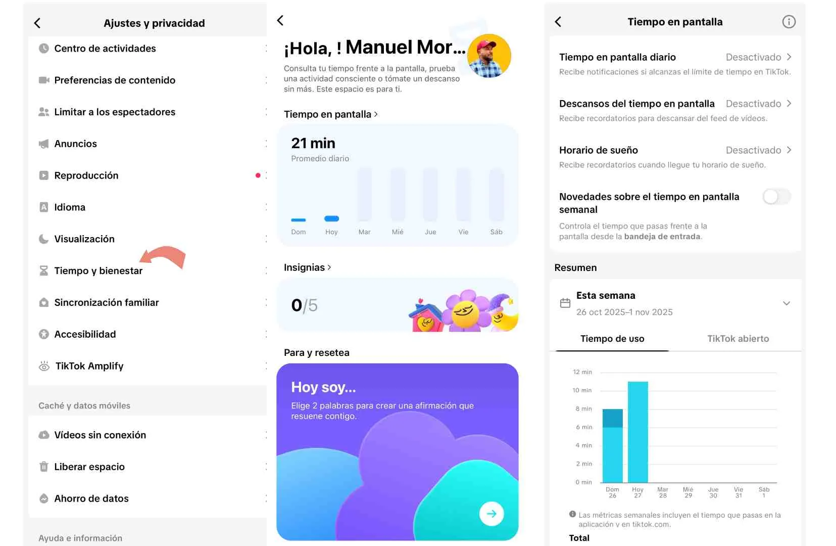 configurar hora de dormir tiktok