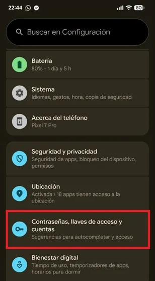 Contraseñas de Google