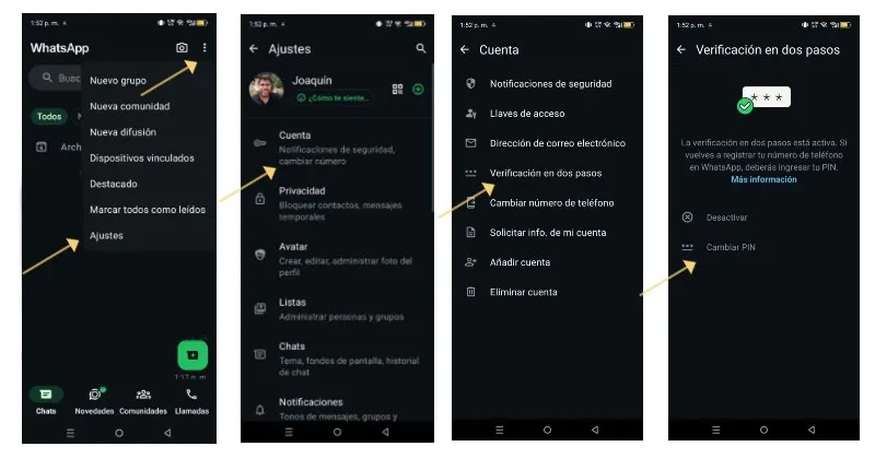 Cómo cambiar PIN para la verificación de dos pasos en WhatsApp