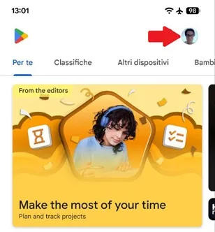 Menú de Play Store