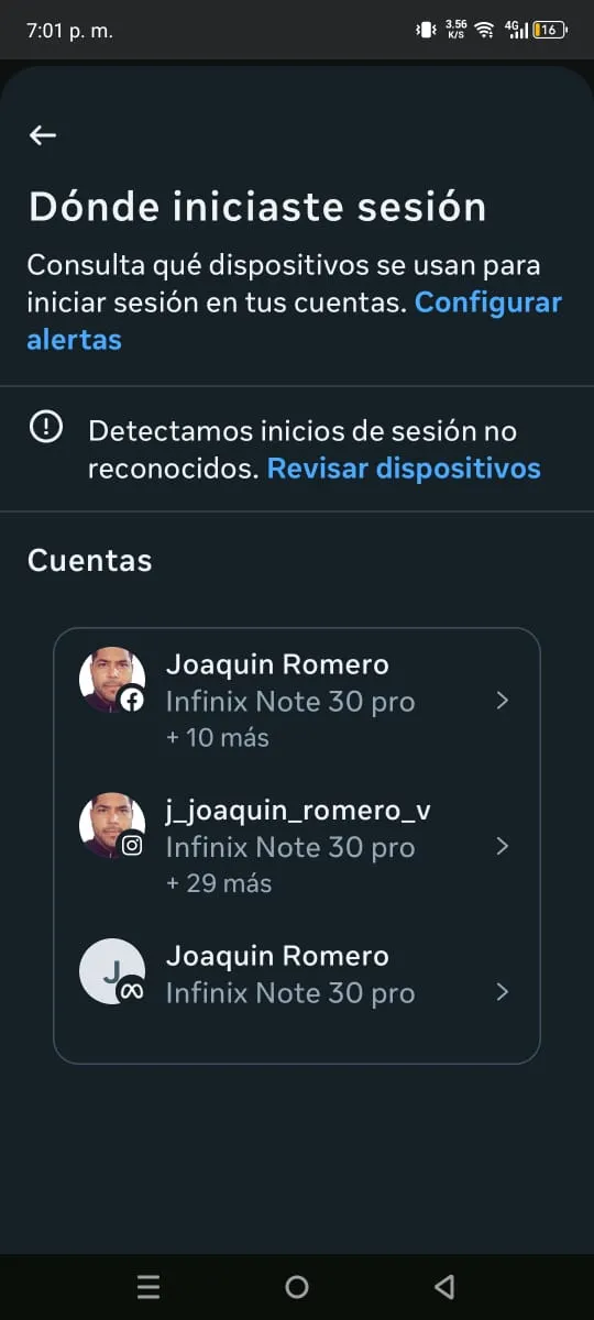 Donde iniciaste sesión en Facebook