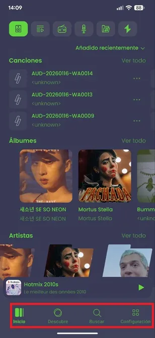 Menú de Winamp