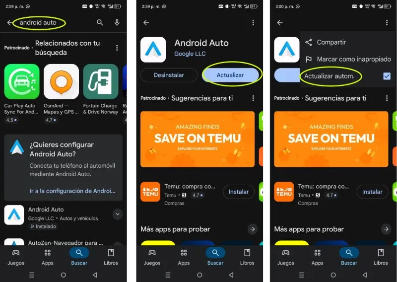 Pasos para actualizar Android Auto desde Google Play Store