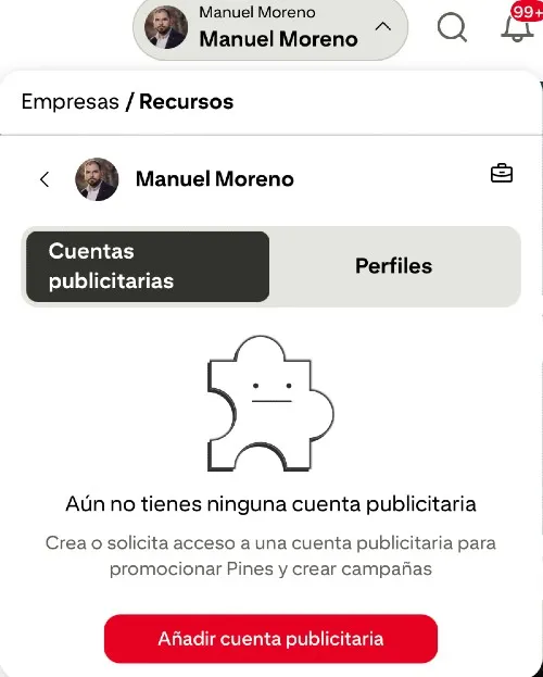 cuenta publicitaria en pinterest