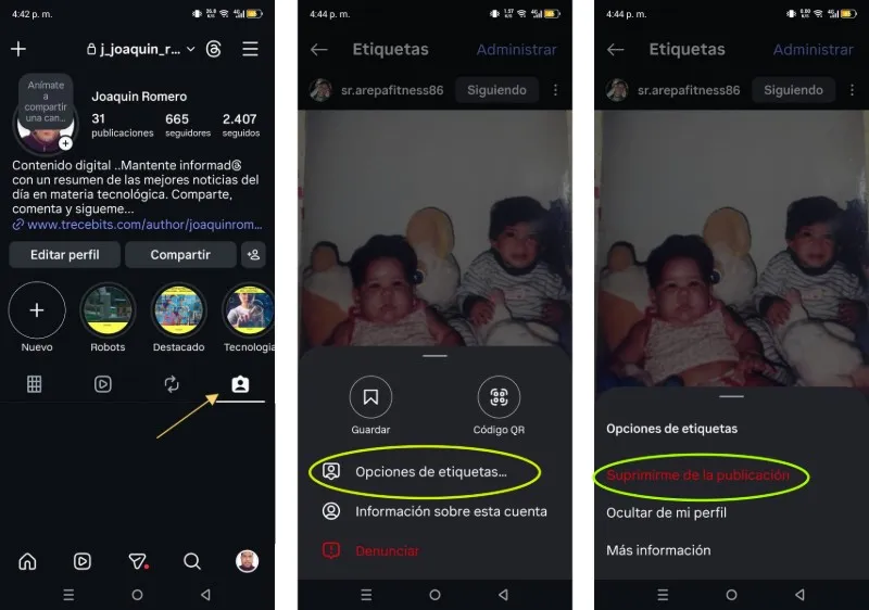 Pasos para eliminar etiquetas de Instagram de forma individual
