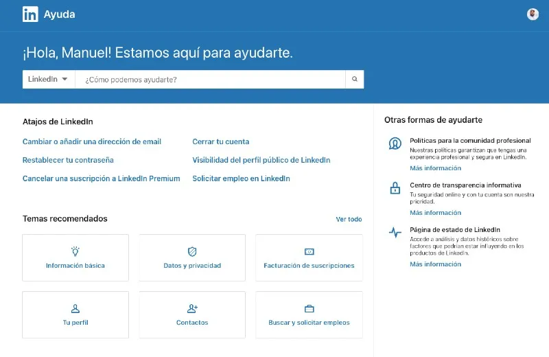 Centro de Ayuda en LinkedIn