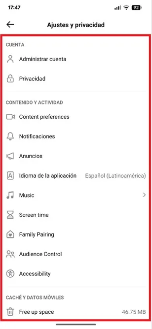 Cuenta de TikTok