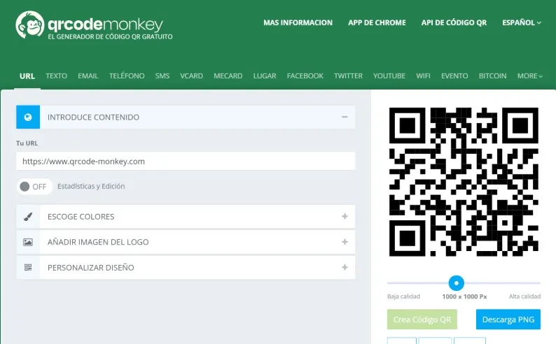 QR Monkey para generar códigos QR