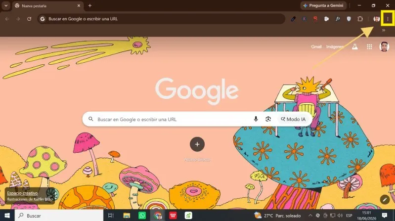 Navegador Chrome para activar modo incógnito de Google