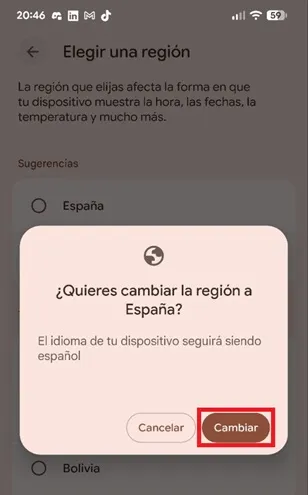 Nueva región