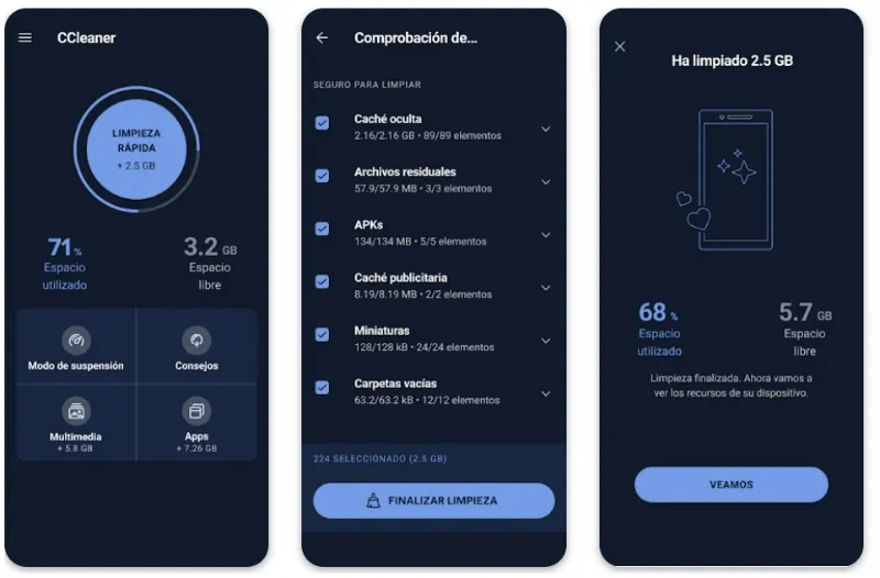 CCleaner app liberar espacio en Android